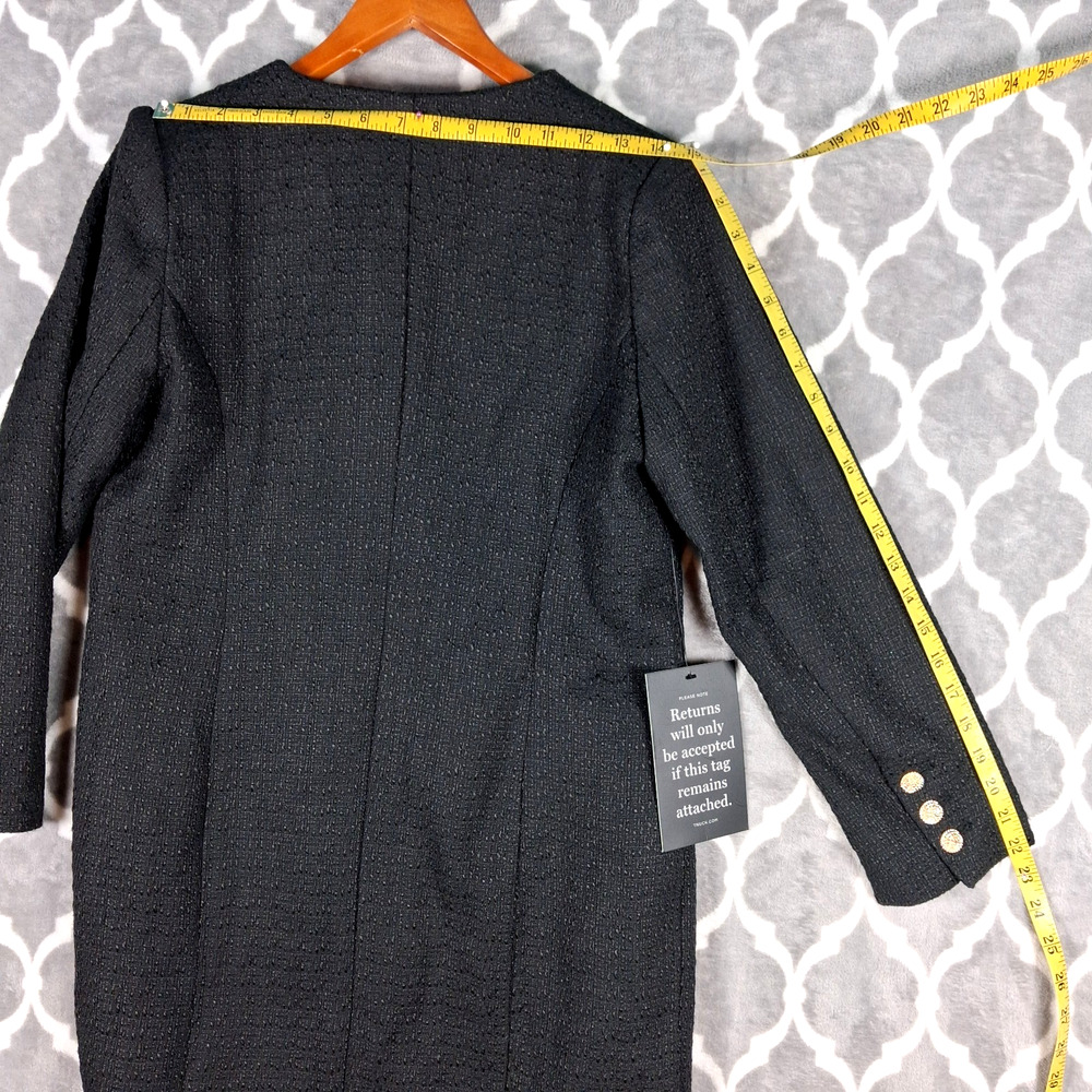Tuckernuck Pomander Place Dress Small Black Kiera Tweed Gold Button Textured - Picture 7 of 11
